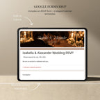 Google Forms RSVP template for the brown wedding website with matching candlelit banner and trackable guest responses.