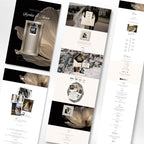 Wedding photo booth website template including homepage, RSVP page, photo booth, timeline, registry, and gallery.