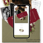 Editable Canva wedding website with sage green and burgundy details