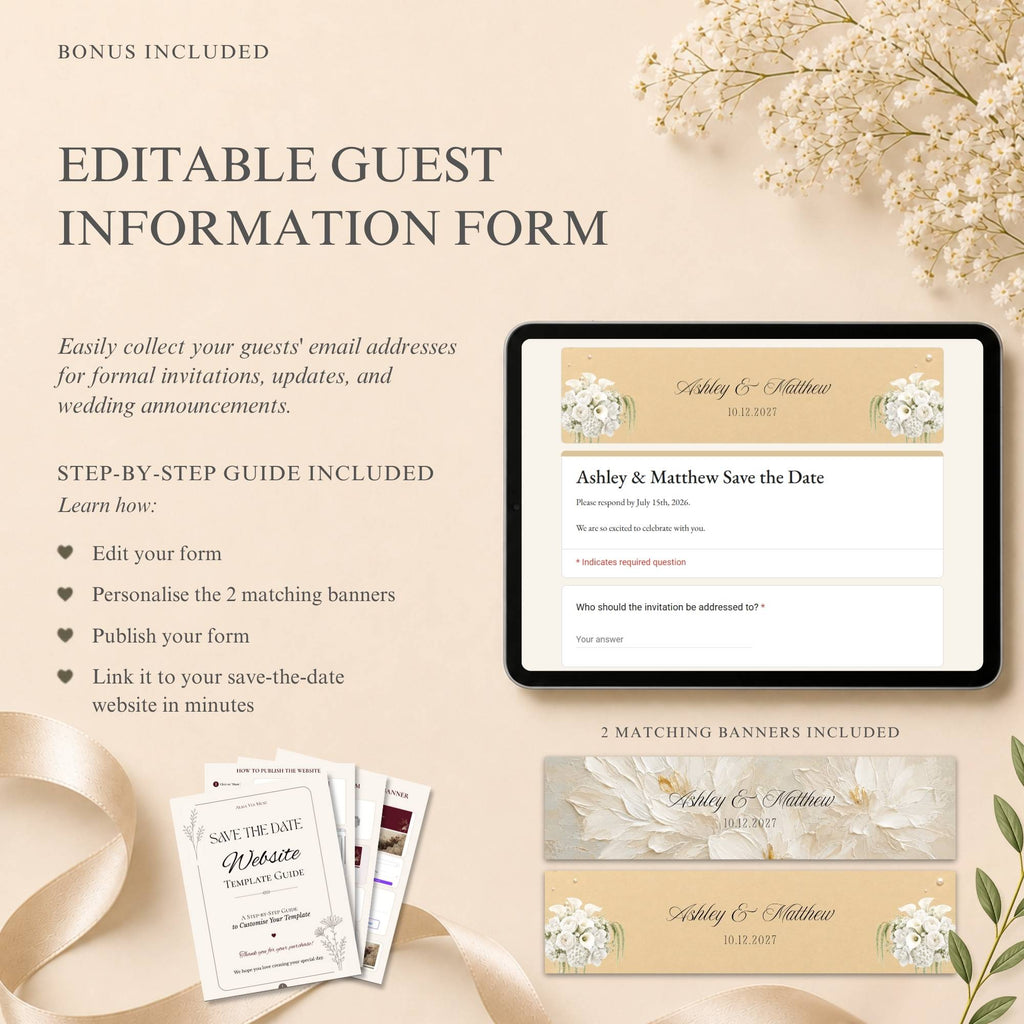 Luxury champagne gold wedding website template editable in Canva