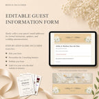 Luxury champagne gold wedding website template editable in Canva