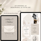 Wedding website love story page editable in Canva
