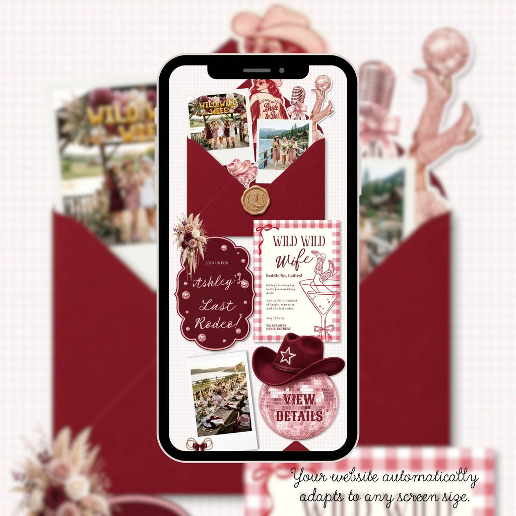Easy navigation layout for a western bachelorette website template guests can access on any device